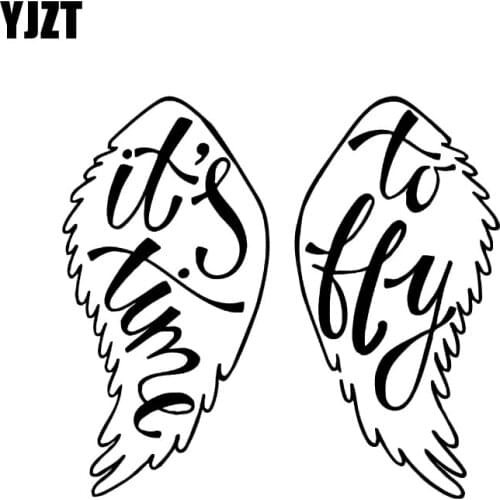 YJZT 14*12.8CM Angel Its Time To Fly Car Sticker Silhoutte Decal Black/Silver Nice Design Covering The Body C20-1473