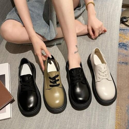 Womens Shoes Platform All-Match Low Heels Female Footwear Oxfords British Style Modis Autumn Clogs Retro Dress New Leather Prep