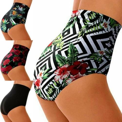 Womens Bottom Bathing Shorts Female Sexy Floral Printed Briefs Underwear Swimwear High Waist Bikini