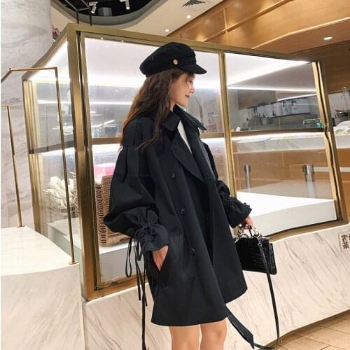 Bella new Short Windbreaker Overcoat Loose Coat Woman Trench Coat A Line Female Moda Mujer Overcoat Cloak Sashes Vintage Manteau