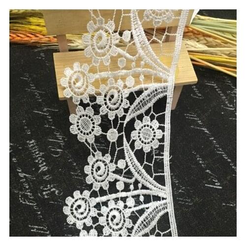 10.5cm White African Cord Lace High Quality Black Lace Trim Fabric Sewing Accessories Flower Lace Wedding DIY Materials 15yards