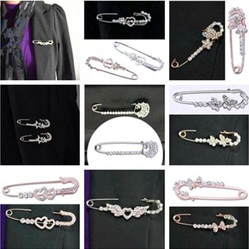 2021 Trendy Crystal alloy Heart-shaped Pentagram bow Flower Butterfly brooch Unisex Scarf Shirt shawl Jewelry Accessories