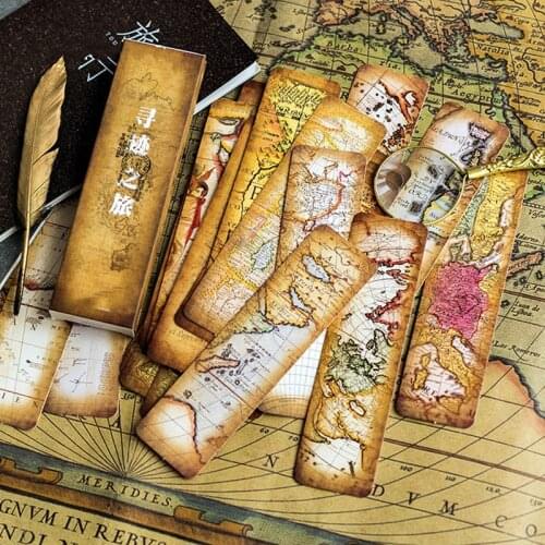 30 Pcs/Lot Vintage map Paper Bookmark for Book Holder Multifunction Stationery Children School Art Supplies Teacher Gift
