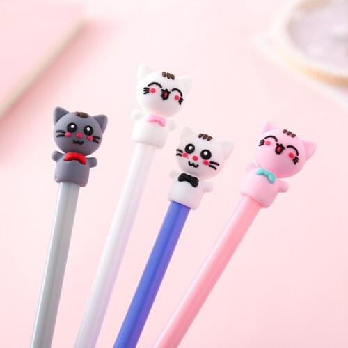 40 pcs/lot Creative Happy Cat Gel Pen Cute 0.5 mm black Ink signature Pen Promotional Gift Stationery School Supplies