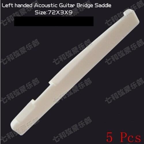 5 Pcs Left handed Bone Bridge Saddle for Acoustic folk Guitar,Backhand Guitar Bridge Saddle 72 x 3 x 9mm