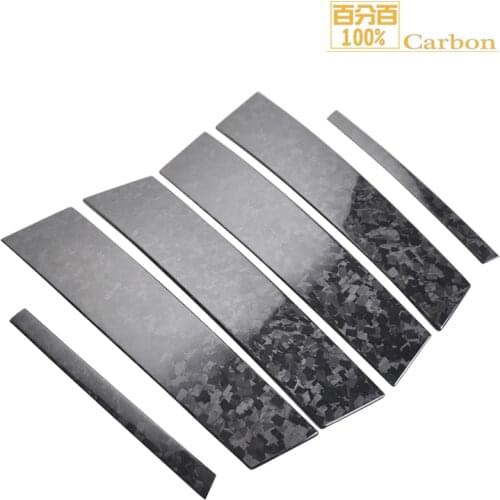 6pc/Set Forged Carbon B C Pillar Post Window Cover Trim Car Mirror Middle Column Strip Sticker Cover for Alfa Romeo Giulia
