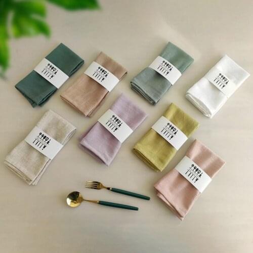 6pcs/lot Square Linen Cotton Paper Solid Color Tea Towel Gourmet Background Cloths Table Napkin Wedding Decoration