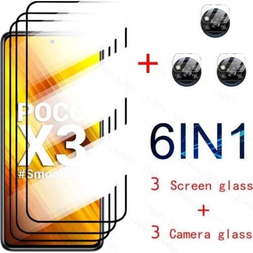Cover Case Poco X3 NFC Pocophone F3 Tempered Protector Camera Lens Film on Poko little x3 X 3 Pro F M F3 M3 Protective glass