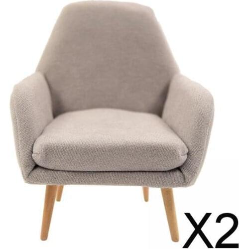 2xWooden Dollhouse Furniture 1/6 Armchair Sofa Miniature for BJD Doll Grey