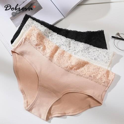DOBREVA Womens Cotton Panties Lace Trim Soft Panty Soft Bikini Hipster