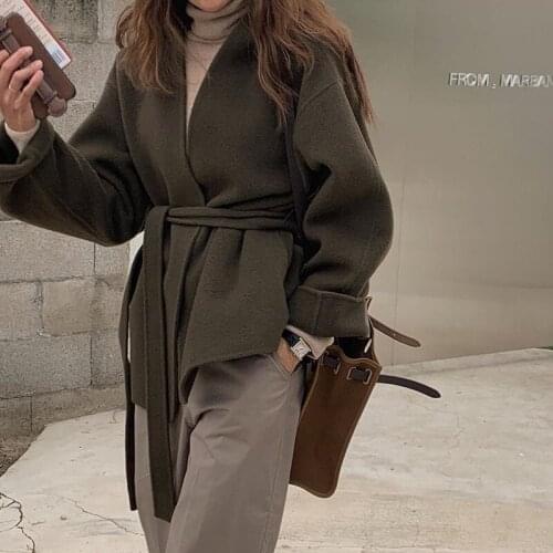 2021 high quality cashmere wool with double-sided short woolen coat women