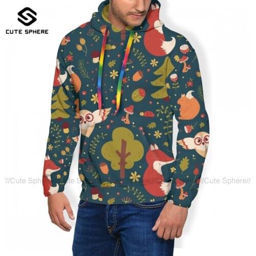 Fox Hoodie Polyester Winter Hoodies Long Length Streetwear Popular Pullover Hoodie Oversized Men