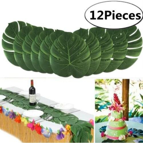 12PCS Green Jungle Plants Artificial Leaf Tropical Palm Leaves Island Plant Wedding Party Table Home decoration 5BB5724