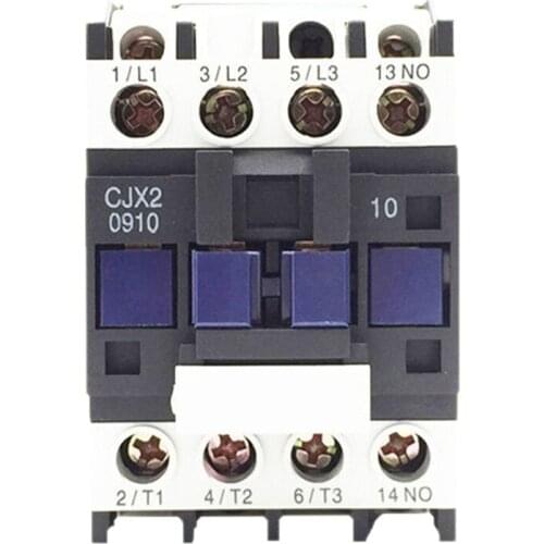 9A AC Contactor 3 Phase 3-Pole NO Coil Voltage 380V 220V 110V 48V 36V 24V 50/60Hz Din Rail Mounted 3P 1NO Normal Open CJX2-0910