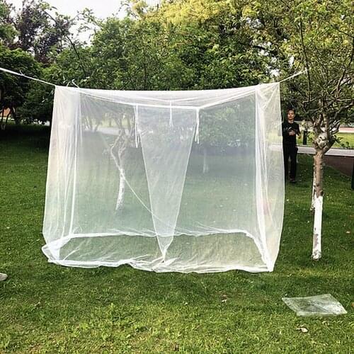Square Single Door Mosquito Tent Outdoor Mosquito Net Hem Four Corner Loop White Travel Net Ceiling Hanging Net Insect Repellent