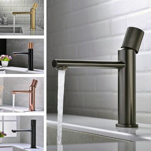 Matte Black Tall Basin Faucet Golden Bathroom Washbasin Mixer Tap Single Handle Hot and Cold Sink Faucet Deck Mounted Grey Color