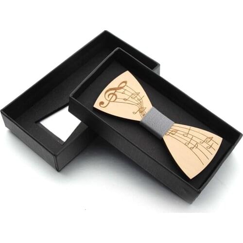 Fashion Wooden Bowtie Gentleman Bow Ties Handmade Music Pattern Tie Party Bow Ties Butterfly Wooden Unique Tie for Man