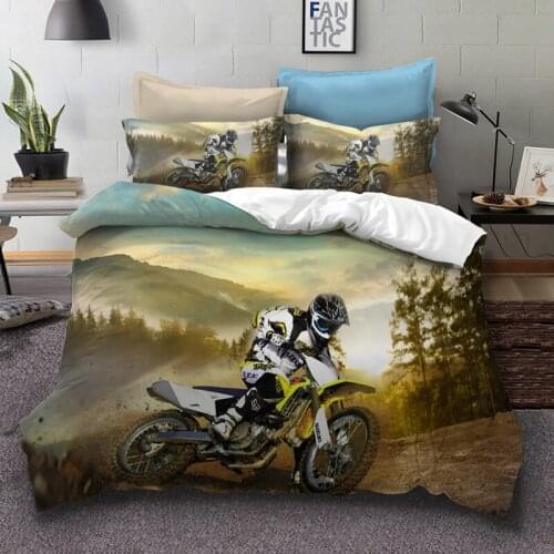 Fanaijia 3d motorcycle bedding set Boys gift duvet cover with pillowcase set twin size comforter Bed Set