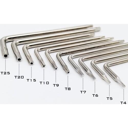 5pcs Steel T4 T5 T6 T7 T8 T9 T10 T15 T20 T25 Six Lobe Torx Head Tamper Proof Security Screw Bolt Screwdriver Driver Key Tool
