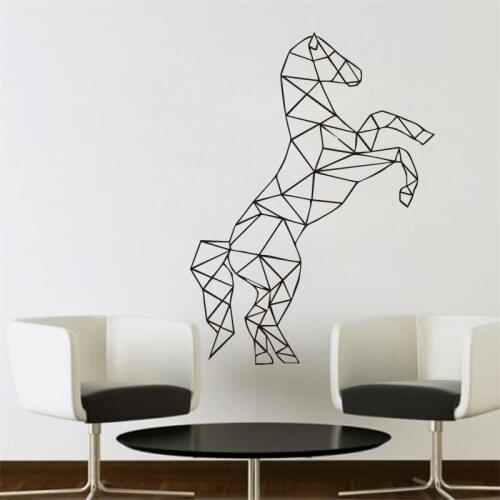 Living Room Wall Decal Full Of Spirit Horse Geometric Wall Stickers Lift The Front Foot Up Animal Vinyl Home Decor SYY87