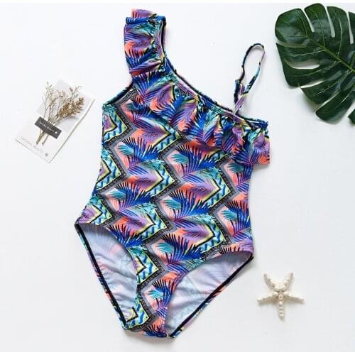 3~14Year Girls swimwear one piece Girls Swimsuit Ruffle style Children swimwear High quality Kids Beach wear Bathing suit-ST171