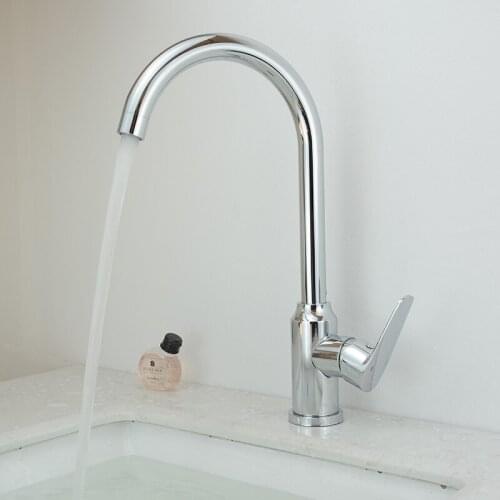 Kitchen Faucet Stainless Steel Chrome Kitchen Mixer 360° Rotation Kitchen Faucet Tap Single Handle Single Hole Tap Deck Mounted