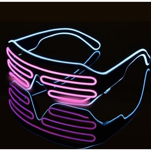 Standard Style 2-Color EL Flash Glasses DJ Bright Glasses Wire LED Light Glow Rave Costume Party Blinds Glasses Atmosphere Props