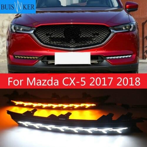LED Daytime running lights for Mazda CX-5 CX5 CX8 CX-8 2017 2018 DRL bumper lamp with yellow turn signal light