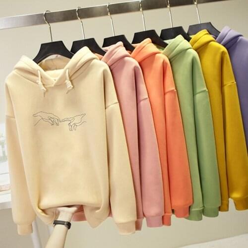 Hand Touch Printing Kpop Sweatshirt Winter Streetwear Harajuku Punk Oversize Hoodies-women Tops Women Fashionable for Girls