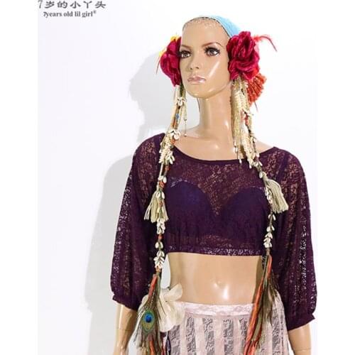 Belly Dance Top Costumes New Style Senior Sexy Lace Bat Sleeve Blouse BRR 21 30