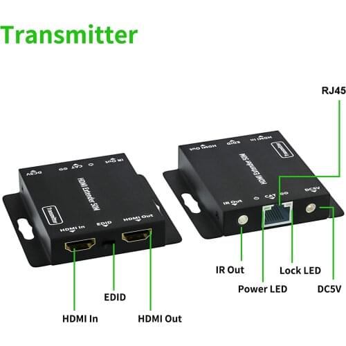 HDMI Extender by Cat5e/6 Cable, BolAAzuL 1080P 50M/164FT HDMI Extender Lossless Transmission with HDMI Loop Out&IR Amplifier POC