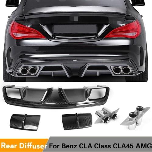 Carbon Fiber / FRP Rear Bumper Diffuser Lip for Mercedes-Benz CLA-Class C117 CLA250 CLA260 CLA45 AMG Sedan 2013 2014 Exhaust