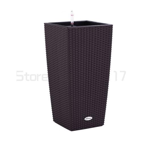 Outdoor Square Large Self Absorbent Rattan Planters Resin Flower Pot Hotel Villa Imitation Rattan Pots For Plants Home Decor