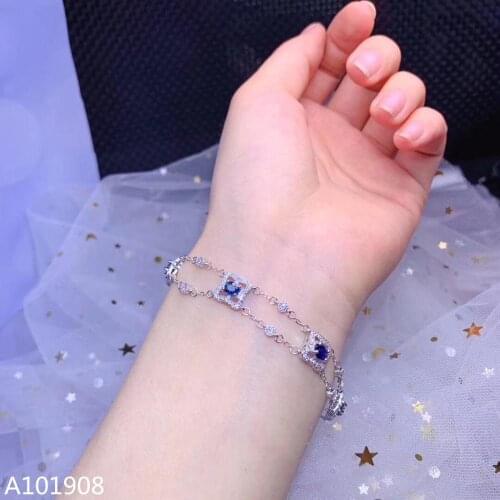 KJJEAXCMY boutique jewelry 925 sterling silver inlaid Natural sapphire ladies bracelet support detection exquisite
