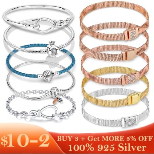 2021 New On Sale 100% 925 Sterling Silver Infinity Knot Chain Bangle Bracelet for Women Fashion Sterling Silver Jewelry Pulseira
