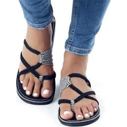 Women Sandals Fashion Gladiator Sandals Summer Shoes Female Flat sandalias mujer Rome Cross Tied Sandals Shoes 35-43 #Ne