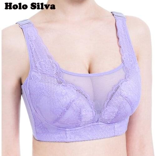Plus Size Sexy Women Lace Seamless Bras Adjustable Push Up Wire Free Lady Wireless Breathable Bralette Bras Lingerie Big Cup Bra