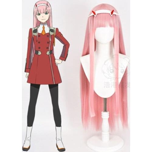 Anime Darling In The franxx 02 Zero Two Cosplay wig Costume For Women Halloween Costume Wig Headwear