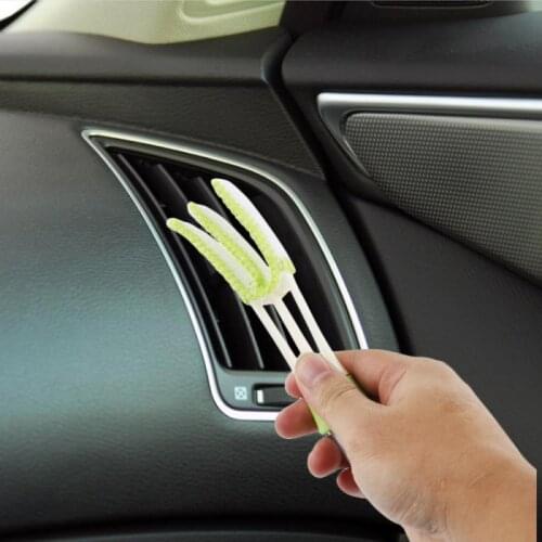 1Pcs Multi-purpose Long 2 In 1 Double Slider Car Air Conditioning Outlet Clean Brush Window Blinds Keyboard Brush Cleaning Tool
