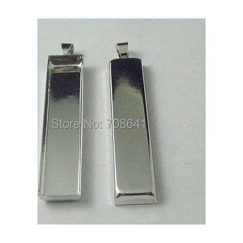 10x50mm Rectangle Deep Wall Bezel Tray with a Bail Cabochons Bases Pendant Settings Blank Findings bulk Multi-color Plated
