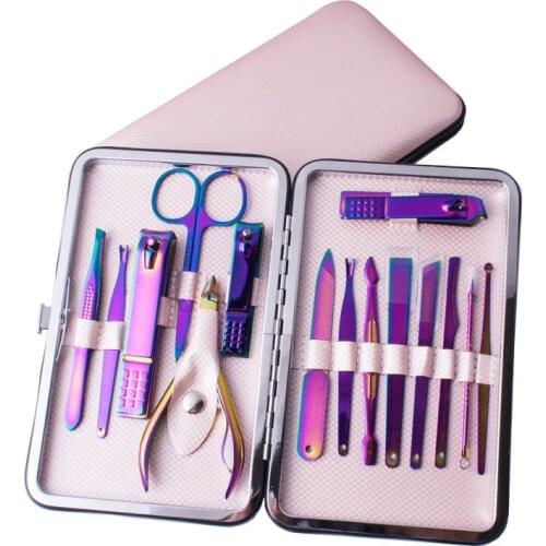 15pcs Stainless Steel Manicure Tools Set Nails Clipper Scissors Professional Pedicure Tool Kit Cuticle Pusher Nail Art Care Tool
