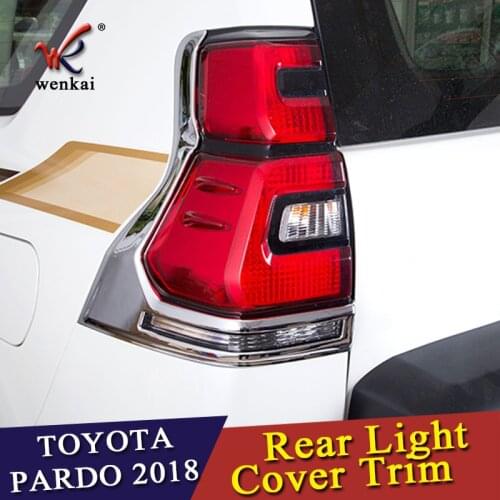 2pcs/set Car Chrome ABS Rear Tail Fog Light Cover Trim Frame Decal Fit For Toyota Land Cruiser Prado 2018 Car Styling Accessory
