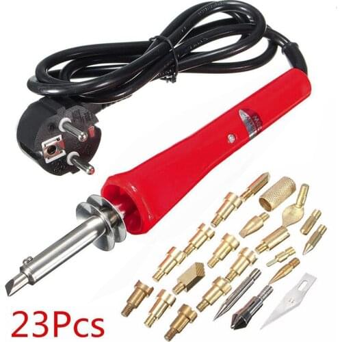 1set 23pcs Wood Welding Soldering Iron Tool Set Pyrography Kit with Tips 30W