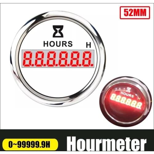 52mm Digital Hour Meter Universal Hourmeter Gauge Fit for Car Boat Engine Yacht Motorcycle Marine Red Backlight 9-30V