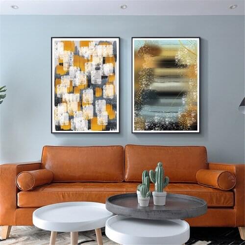 Abstract Geometry Yellow Color Block Wall Art Poster Nordic Prints Gallery Canvas Painting Minimalist Pictures Living Room Decor
