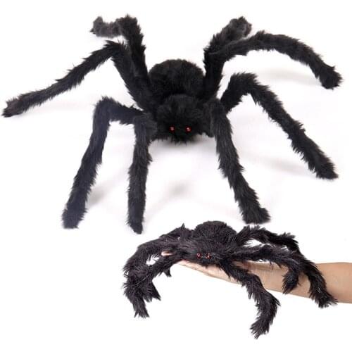 Amawill 1Pcs 30/50/60cm Halloween Black Multicolour Big Plush Spiders Kids Toy Plush Fun Style For Party Halloween Decoration