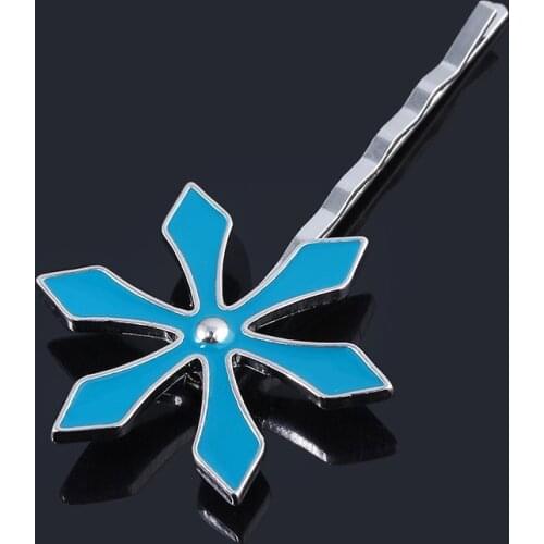 Anime Bleach Inoue Orihime Hair Clip Hairpin Bobbypin Pins Brooches Light Blue Flower Shaped Metal Hairpins for Women Jewelry