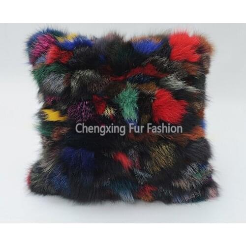 Free Shipping CX-D-107 New Products Wholesale Seat Sofa Patchwork Fox Fur Cushion Cover