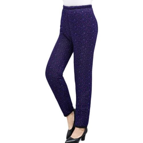 Trending Products Cotton pants Large size clothing for women printing Warm pants Middle age clothing Plus velvet Winter trousers