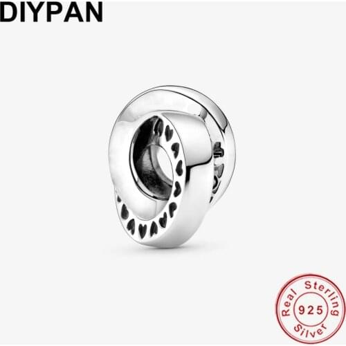 Fit Original Pandora Charms Bracelet 925 Sterling Silver Heart Bands Spacer Charm Beads DIY Jewelry Making Berloque